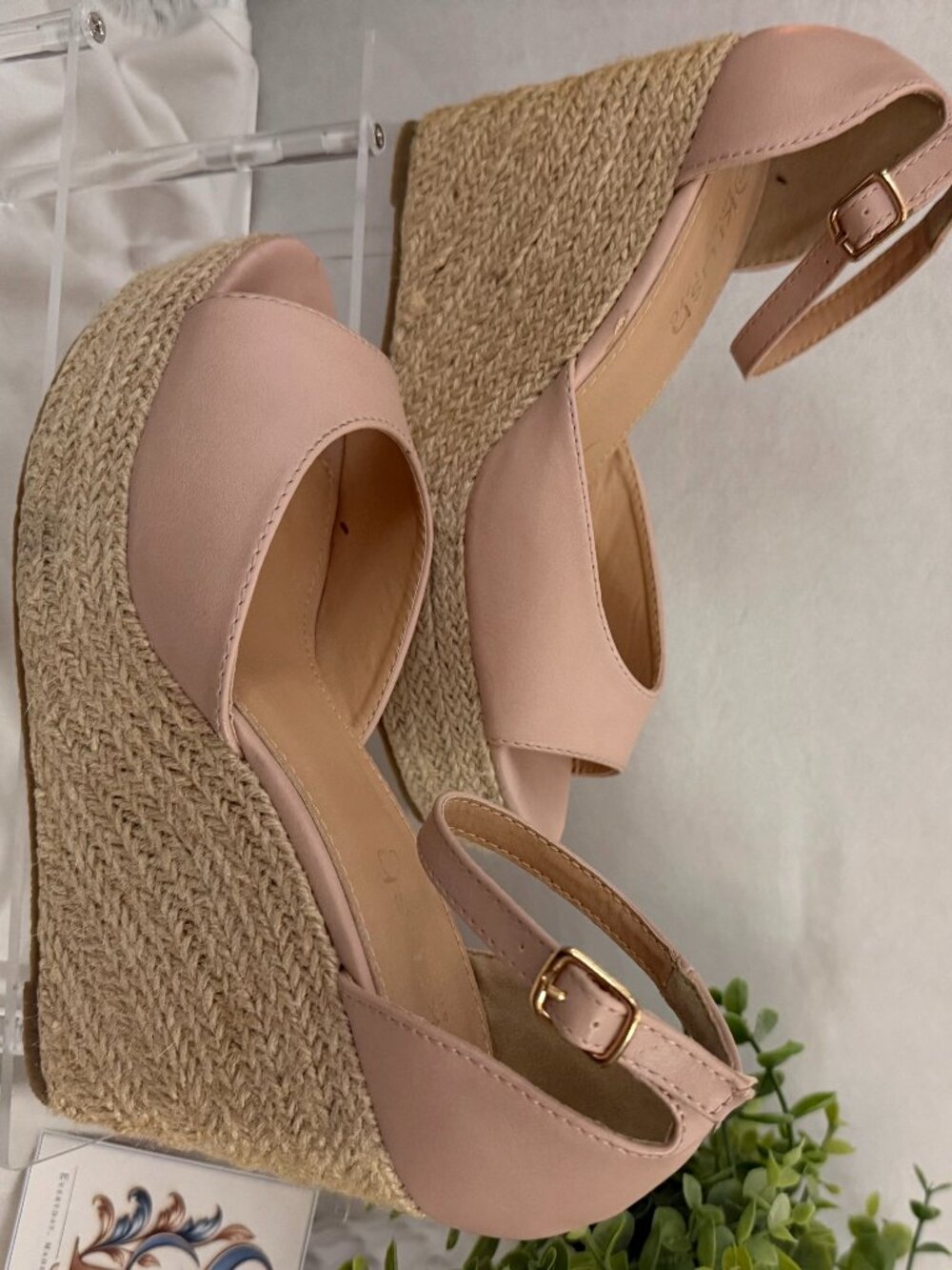 Krush Blush Pink Espadrille Platform Wedge Sandals 7 NEW